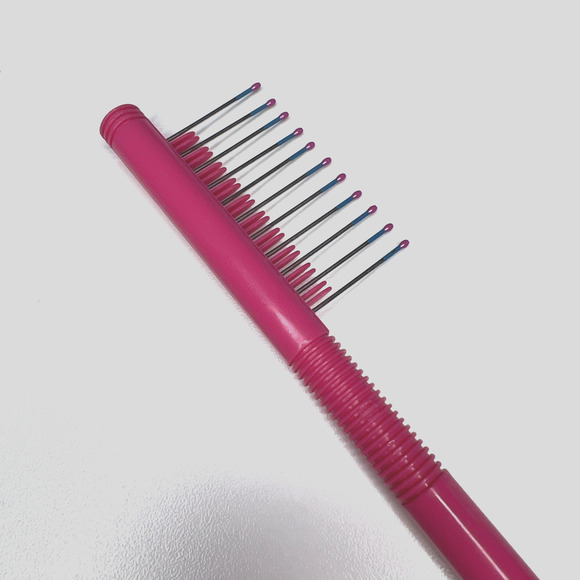 Mebco Touch-Up Comb Pink Double Dipped Metal Teeth Pointy Tip 8 Inch Tease Lift - Picture 2 of 4
